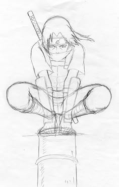 a pencil drawing of a person sitting on top of a barrel holding a baseball bat