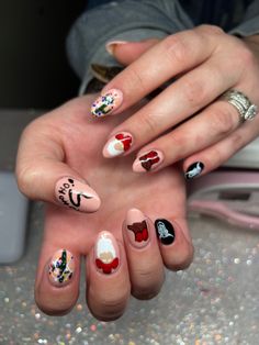 Christmas Nails Western, Cowboy Christmas Nails, Country Christmas Nails, Nfr Nails, Western Christmas Nails, Santa Nails, December Nails, Western Nails