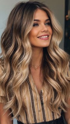 Fall for These 15 Hair Color Trends: The Ultimate Brunette and Blonde Guide - Inspire Inlet Dark Highlights In Blonde Hair, Fall Blonde Color Ideas, Blonde Ombre Hair Color For Brunettes, Dark Blonde For Fall, Ombre Brown Blonde Hair, Fall Hair Blonde Highlights, Fall Hair With Extensions, Makeup For Dark Blonde Hair, Fall Hair Color For Brunettes With Blond