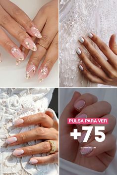 Manicura de boda con diseños de uñas modernos y elegantes en tendencia 📌𝗚𝗨𝗔𝗥𝗗𝗔 𝗘𝗦𝗧𝗔 𝗜𝗗𝗘𝗔📌 Ideas Uñas de Novia para Boda, inspiración con fotos y diseños únicos de manicuras bonitas, sencillas y bonitas. Uñas francesas, con perlas, piedras, de colores, brillantes o diamantes, degradados, uñas blancas, naturales nude, decoradas con flores o corazones… Incluso algo azul, doradas, plata y efecto mármol. Nails Novia, Ideas Uñas, Milky Nails, Religious Wedding, Civil Wedding, Casual Wedding, Floral Nails, Wedding Nails, White Nails