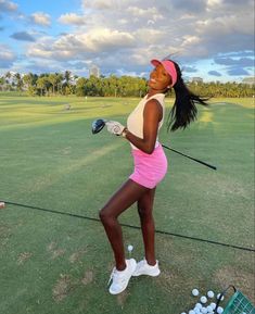 Pink sunset the color pink black girl luxury golfer Tennis Outfit Women Athletic Wear, Boho Western Outfits, Country Outfits Women, Golf Pictures