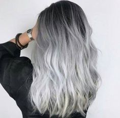 51+ Ideas Hair Grey Blue Short Pixie Cuts #hair Silver Hair Medium Length, Silver Hair Dark Roots, Drastic Hair Color, Pelo Color Ceniza, Platinový Blond, Long Hair Waves, Spring Hair Color, Long Hair Color