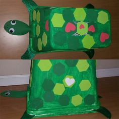 the paper mache is made to look like a turtle