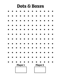 the dots and boxes game is shown in black and white, with two squares on each side