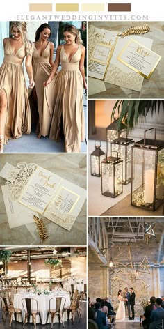 a collage of photos showing different types of wedding decorations and details for the ceremony