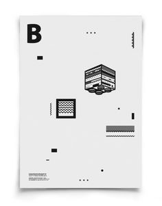 an abstract poster with black and white geometric shapes on the bottom half of each piece