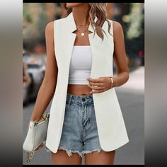 Light Weight. Never Worn. Smoke Free Home. Women's Vest, Casual Chique, Blazer Suit, White, Fashion Tips, Women Shopping, Color