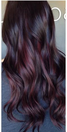 Pelo Color Vino, Wine Hair Color, Rambut Brunette, Plum Hair, Wine Hair, Purple Highlights, Red Highlights, Purple Tones, Burgundy Hair