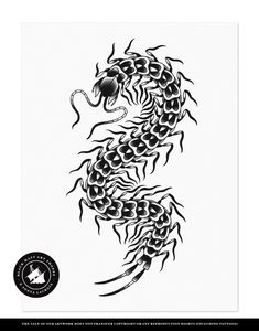 a black and white drawing of a dragon