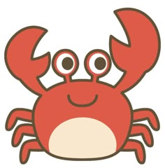 a red crab with big eyes on it's face