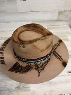 The Gambler Cowgirl Hat Custom Burned - Bourbon Cowgirl Cowgirl Hat