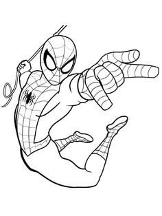 spiderman flying through the air with his arms out and legs spread wide, coloring pages