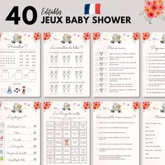 the baby shower game is shown in french