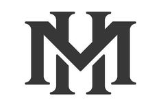 the letter m is made up of two letters, one in black and white with an upper