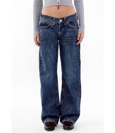 From BDG Urban Outfitters&#x2C; these jeans feature:Low rise Front button/zip fly closure5-pocket stylingApprox. 32" inseamCottonMachine wash/line dryImported. Low Rise Blue Jeans, Cute Winter Style, Levis 94 Baggy Jeans, Low Rise Track Pants, Low Rise 2000s Jeans, Casual Mid-rise Flare Jeans With Zip Fly, Casual Mid-rise Jeans With Zip Fly, Urban Style Medium Wash Bottoms With Zip Fly, Wide Leg Low Rise Jeans