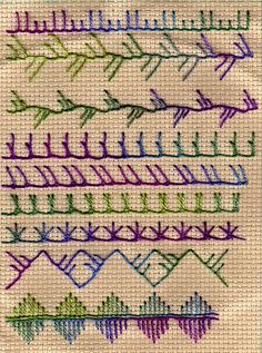 a cross stitch pattern with different colored stitches