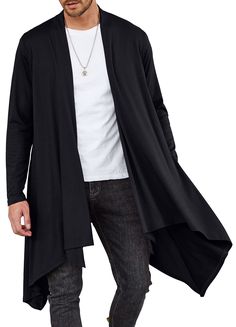 PRICES MAY VARY. Mens ruffle shawl collar cardigan constructed from high quality soft and lightweight premium cotton blend fabric,which is silky smooth and stretchy. Fashion mens long length cardigan design with ruffle shawl collar,long sleeve,solid color,swing,will add your style an unbeatable avant-garde edge and stylish touch. This cool easy-to-be-layered open lightweight cardigan works great with unlimited numbers of tops and bottoms to show off your styling smarts,paring with t shirts or je Mens Long Cardigan, Mens Shawl Collar Cardigan, Mens Beach Shirts, Basic Cardigan, Cardigan Design, Cardigan Long Sleeve, Shawl Collar Cardigan, Varsity Jacket Men, Jumpsuit Men