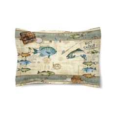 a decorative pillow with fish on it