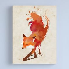 Vibrant colors printed on artist grade canvas. Hand stretched for your order. Multiple sizes are available. Arrives ready to hang. Additional sizes are available. A dancing red fox Fox Watercolor, Vulpes Vulpes, Red Fox, Featured Art, Hanging Hardware, Mammals, Top Artists, Colorful Prints, Independent Artist