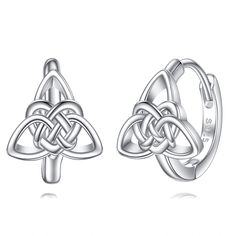 PRICES MAY VARY. 🎁MEANINGFUL DESIGN🎁: Celtic Knot is a complete loop that has no beginning or ending and means Faith, Love, Friendship and Eternity. It is said to protect anyone wearing it from evil spirits or danger. 🎁HYPOALLERGENIC MATERIAL🎁: These celtic knot earrings are made of 925 Sterling Silver and plated in 14K White Gold to ensure Lead-Free and Cadmium-Free, especially for those with sensitive skin. 🎁SIZE🎁: 0.77*0.43 inch (19.6*11.0 mm). These Good Luck Huggie Hoop Earrings are l Christmas Congratulation, Knot Jewelry, Celtic Knot Earrings, Celtic Love Knot, Meaningful Design, Celtic Earrings, Nice Gifts, Jewelry Knots, Irish Jewelry