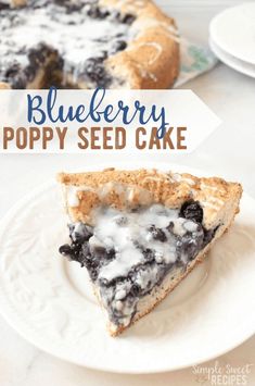 blueberry poppy seed cake on a white plate