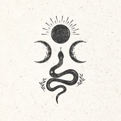 the sun and moon are depicted in this hand drawn illustration, which is also used as a tattoo