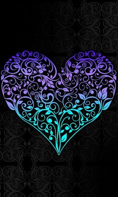 a black background with a blue and purple heart