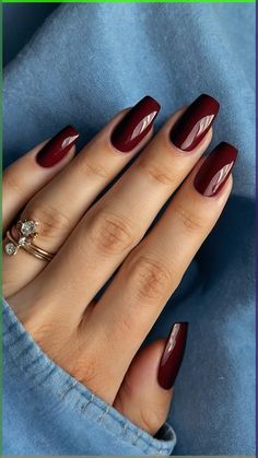 Fall Mani Pedi Combos Opi, Fall Nails Short Coffin Shape, Fall Nails Ideas Acrylic Coffin Short, Cute Solid Color Nails Fall, Short Almond Gel Nails Fall, Colored Square French Tip Nails, September Red Nails, Fall Nail Solid Colors, Classy Fall Nails Short Square