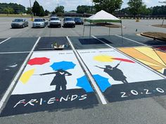 the painted parking lot for friends is shown