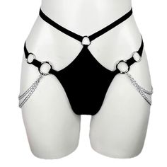 Onyx Cut Out Bottoms – Honeiibeth Thigh Garter, Leg Garters, Leg Harness, Leg Garter, Swimsuits Outfits, Black Fabric, Sorority, Air Dry, Cyberpunk