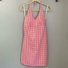 Old Navy Halter Dress. Pink, Coral, Orange And White Plaid Pattern. Halter With Adjustable Tie. Zipper Back. Never Worn - New Without Tags. Size 1. Pink Cotton Halter Neck Dress, Pink Lined Halter Neck Dress, Pink Halter Neck Lined Dress, Casual Pink Halter Neck Mini Dress, Casual Pink Halter Neck Dress, Spring Picnic Pink Mini Dress, Pink Cotton V-neck Sundress, Casual Pink Dress For Picnic, Pink Cotton Mini Dress For Vacation