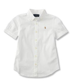 From Polo Ralph Lauren&#x2C; this shirt features:Oxford fabricbutton down collarPuffed short sleevesSignature embroidered pony at the left chestButton front closureshirred back yokeshirttail hemsize 12 as a 23" body lengthCottonMachine washImported. Classic Cotton School Shirt, Preppy Short Sleeve Shirt For Spring, Preppy Short Sleeve Summer Shirt, Preppy Button-up School Shirt, Classic Shirt For School In Spring, Classic Short Sleeve School Shirt, Classic Short Sleeve Shirt For School, Solid Summer Shirt For School, Summer School Shirt With Buttons