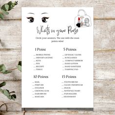 a printable wedding game with the words what's in your purse on it