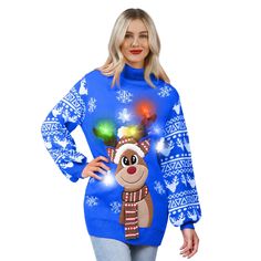 SUPER VALUE PACK. Our Hilarious Reindeer Christmas Long Sweaters has 6 different light modes to add life and feel the to Winter holiday party! Your will very like this LED light up Snowman ugly christmas sweater! Our ugly sweater is available in unisex!UNIQUE AND FESTIVE. This Red Reindeer Ugly Christmas long sweater is sure to draw a crowd at your next holiday party. Featuring blinking lights on the Ornaments. This gaudy masterpiece will definitely get a few laughs from your friends and family. Light Up Sweater, Reindeer Ugly Sweater, Light Up Snowman, Winter Holiday Party, Christmas Wear, Christmas Sweaters For Women, Ugly Sweater Party, Xmas Sweater, Reindeer Christmas