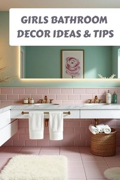 Girls Bathroom Decor Ideas & Tips Girls Bathroom Decor, Cozy Kitchen Decor, Her Bathroom, Bathroom Stand, Chandelier Kitchen