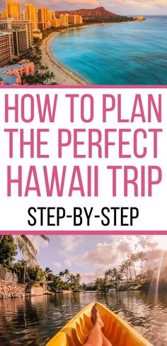 How to plan the perfect Hawaii trip with step-by-step instructions. Image of Waikiki beach and diamond head at the top and someone relaxing in a kayak on a river. Hawaii Vacation Tips, Hawaii Trip Planning, Hawaiian Travel, Trip To Hawaii, Hawaii Travel Guide, Hawaii Trip, Visit Hawaii, Hawaii Oahu, Hawaii Honeymoon