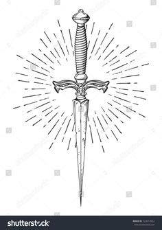 Tropisches Tattoo, Knife Tattoo, Light Tattoo, Inspiration Tattoos, Rays Of Light, Dagger Tattoo, Hand Drawn Vector Illustrations, Hand Drawn Vector, Tattoo Flash