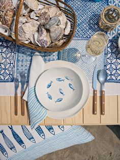 Bertozzi Blue Fish Pasta Bowl Weston Table Fish Kitchen Decor, Beach Dinner Ideas, Wood Block Painting, Fish Pasta, Porcelain Paint, White Soup, Beach Dinner, Fish Decor, Block Painting