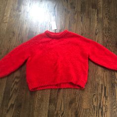 Beautiful Red Colored Sweater Slightly Oversized Eyelet Sweater, Mango Sweater, Red Mango, Lurex Sweater, Fine Knit Sweater, Cream Knit Sweater, Oversize Knit, Oversized Knitted Sweaters, Red Sweater