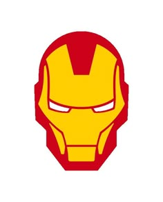 the iron man mask is shown in red and yellow