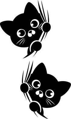 Cat Cute Sticker, Silhouette Chat, Cute Cat Tattoo, Peeking Cat, Idee Cricut, Black And White Images, Black And White Stickers, White Images, Black Stickers