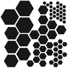 hexagonal shapes are arranged in black and white