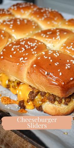 the cheeseburger sliders are ready to be eaten