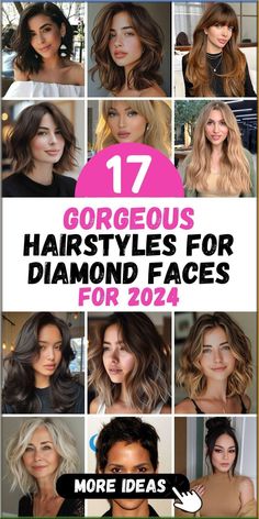 Discover the top 17 hairstyles for diamond faces in 2024, carefully tailored to highlight the unique contours of your face shape. Whether you're looking for sleek short cuts, flowing curly styles, or the perfect shape with bangs, our collection offers the best looks for both men and women. Enhance your features with hairstyles that complement the angular beauty of diamond faces. What Haircut Is Best For Me Face Shapes, Pixie Haircut For Diamond Faces, Diamond Haircut For Women, Diamond Face Curly Haircut, Hair Styles For Face Shape Women, Haircut Ideas For Diamond Shaped Face, Short Curly Hair Diamond Face, Diamond Face Haircut Women, Diamond Face Short Haircut