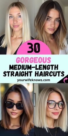 30 Medium-Length Straight Haircuts That You’ll Love to Try Right Now Haircut Ideas For Long Hair Side Part, Trendy Hairstyles Medium Length, Mid Length Hair For Straight Hair, Long Layer Straight Haircut, Trendy Mid Length Haircuts Straight, Straight Flat Hair Haircuts, Mid Back Haircut Straight, Medium Length Haircut Thick Straight Hair, Fine Hair Long Layers Face Framing