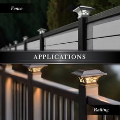 an image of a fence that has the words application on it and is lit up at night