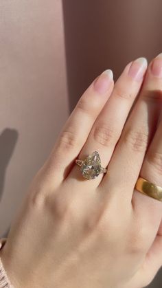 5 carat Champagne Antique Pear Shaped Engagement Ring – Victor Barbone Jewelry Golden Engagement Ring, Pear Cut Diamond Engagement Ring, Pear Shaped Engagement Ring, Victor Barbone, Pear Diamond Engagement Ring, Pear Ring, Pear Shaped Engagement Rings, Engagement Ring Shapes, Pear Cut Diamond