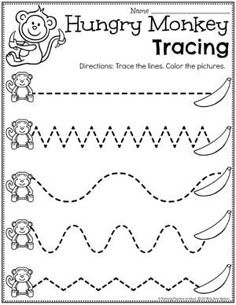 a printable worksheet for the hungry monkey