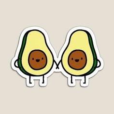 an avocado sticker with two halves cut out to look like they are facing each other