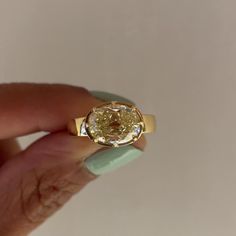 AARYAH | *NEW* Isla Ring Unique Engagement Rings Traditional, Old Hollywood Wedding Ring, Gold Thick Engagement Ring, Thick Gold Ring With Stone, Large Stone Ring, Modern Minimalist Engagement Ring, Kourtney Kardashian Engagement Ring, Emily Mariko Engagement Ring, Big Unique Engagement Rings